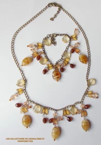 COLLIER FANTAISIE  et BRACELET ASSORTI  FABRICATION ARTISANALE SUPER PROMO * - Picture 1 of 3