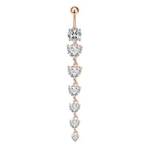 Long Dangle Belly Button Rings Surgical Steel Crystal Navel Rings Belly Piercing - Picture 1 of 22