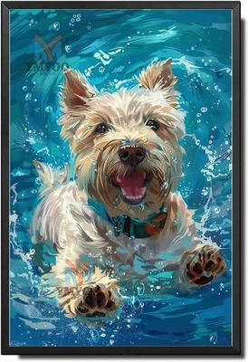 Letrero de metal de hojalata arte de pared vintage juego de piscina Schnauzer para Schnauzer 8x12 Foto 1 de 4