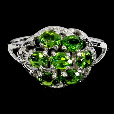 925纯银戒指椭圆形镀铬透镜4x3毫米天然宝石首饰7 — 第 1/4 张图片