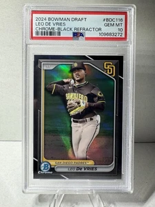 2024 Bowman Chrome Draft Leo De Vries cromo negro refractor/10 PSA 10 Padres - Imagen 1 de 2