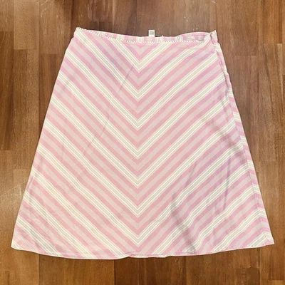 Falda Tommy Hilfiger Vintage Mujer 10 Rosa Rayas Línea A Algodón 2004 Foto 1 de 4