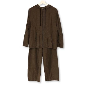 Chico's Design Linen Blend Brown Lounge Set Zip Hoodie Pants Size 1 US M Casual - Bild 1 von 16