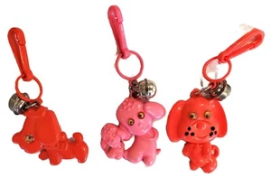 Lot of 3 Vintage 1980s Clip Bell Charms Googly Eye Dogs - Picture 1 of 1