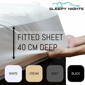 40 CM 16" Extra Deep Fitted Sheet Cotton Single 4FT Double King Superking - Picture 1 of 6