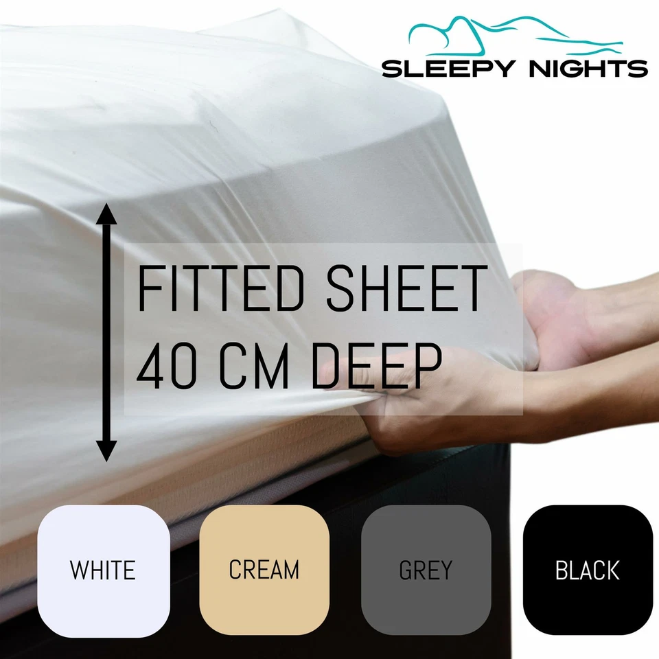 40 CM 16" Extra Deep Fitted Sheet Cotton Single 4FT Double King Superking
