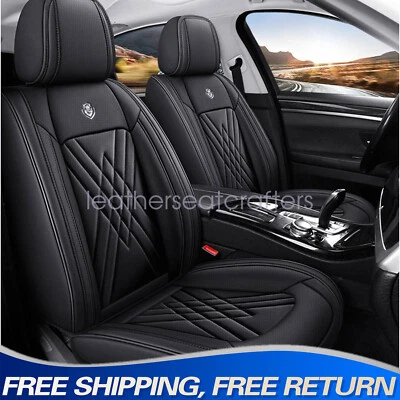 PU Leather Seat Cover Front + Rear 5-Seat Protector Cushion For Toyota Black - Image 1 of 4