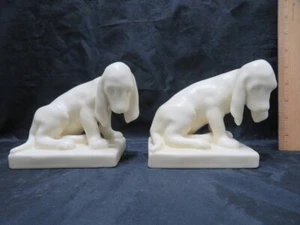 Rookwood Keramik Buchstützen 1928 Bassett Hound Hund #2998 5" hoch x 6" lang - Bild 1 von 15