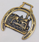 Brass Horse Medallion Vintage English Steam Engine Train Horseshoe Show Parade