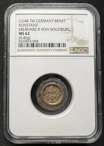 Germany KONSTANZ EBERHARD II (1248-1274) BRAKT NGC MS 62 Beautiful Toning! - Picture 1 of 2