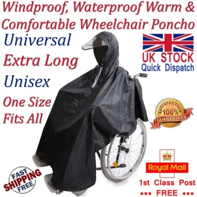 LTG PRO® Rollstuhl Poncho Regenmantel Abdeckung Wasserdicht Kapuze Mobilitätshilfe Unisex