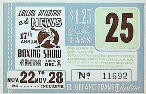Cleveland Transit System Ticket Stub November 22 1942 Boxing Show - Picture 1 of 1