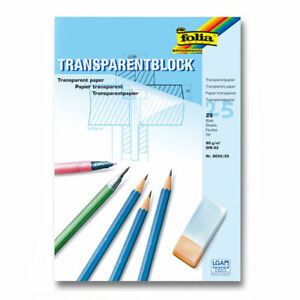Transparentpapierblock, 80 g, DIN A3, 25 Bl. Architektenpapier auch zum prägen