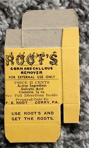Medicine RX Box Medical Roots Corn Callous Remover Vintage NOS Drugstore Empty - Picture 1 of 4