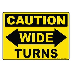 "Vorsicht Breitdrehschild Vinyl Aufkleber LKW Aufkleber Sicherheitskennzeichnungen hinten 14"" x 10" - Bild 1 von 3