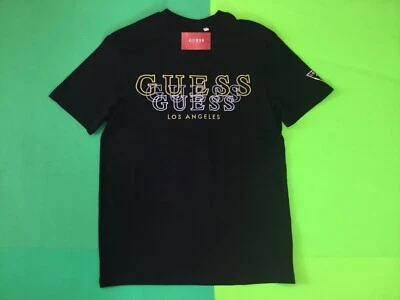 GUESS Los Angeles Men’s Short Sleeve T-Shirt Size LARGE Black w/Gold, Silver - Image 1 of 4