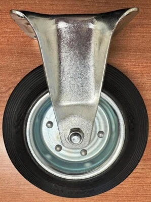 Ruota Piastra Fissa in Gomma Mm. 200x50 Mm. Portata 180 kg Piastra 135x110 Mm. - Immagine 1 di 4