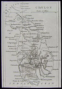 Glass Magic Lantern Slide MAP OF CEYLON C1900 DRAWING - Picture 1 of 2