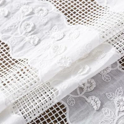 Tela de algodón de 51" de ancho blanco roto ganchillo floral tela de encaje de algodón por yarda Foto 1 de 4