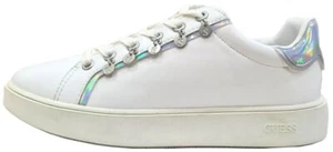 Guess Mely White Iridescent Womens Leather Trainers - Picture 1 of 4