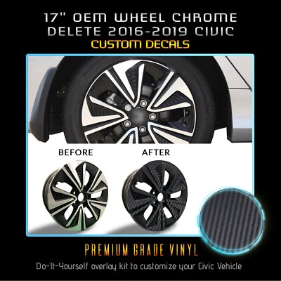 Kit de eliminación de llantas cromadas de fibra de carbono mate para Honda Civic EX 2016-2019 17" Foto 1 de 4