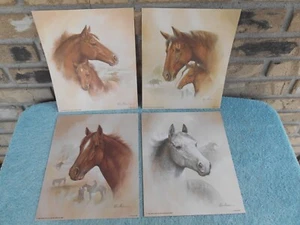 Juego de 4 impresiones de papel litográfico de caballo RUANE MANNING 8" X 10" 1992 Donald Art CO. - Imagen 1 de 15