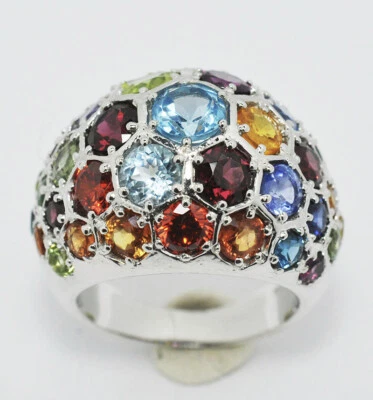 MERAVIGLIOSO L'ANELLO IN ARGENTO 925 CON PIETRE NATURALI MISTI - Immagine 1 di 4