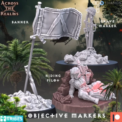 ACROSS THE REALMS Jungle Fighter Objective Markers x 3 models (28mm)