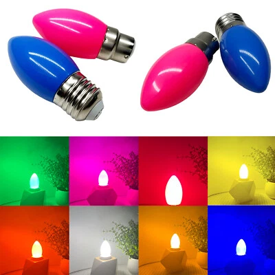 Colored LED Candle Light Bulbs 2W Chroma E27 B22 Red Green Yellow Blue 110V 130V - Image 1 of 4