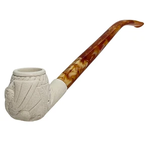 Pipa de espuma de mar estándar Churchwarden - DRAGÓN EN RELIEVE - Imagen 1 de 4