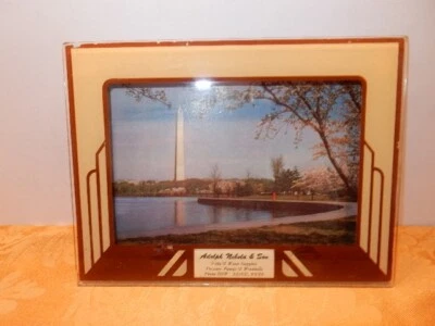 Glass Picture Box Advertisment, Washington Monument in Springtime.  - Image 1 of 4