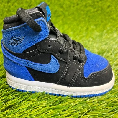Nike Air Jordan 1 Retro Alto Niño Pequeño Talla 4C Negro Azul Zapatos Atléticos Tenis Foto 1 de 4