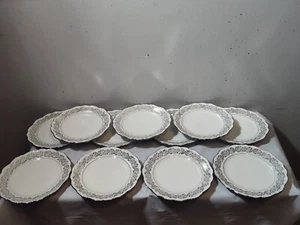 11 Cathedral Bridal Rose 7 3/4" Plates Germany Bavaria Vintage Porcelain - Picture 1 of 9
