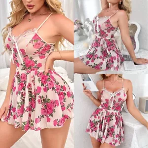 Damen Sexy Dessous Spitze Nachthemd Teddy Babydoll Slip Kleid Set Unterwäsche US - Bild 1 von 15