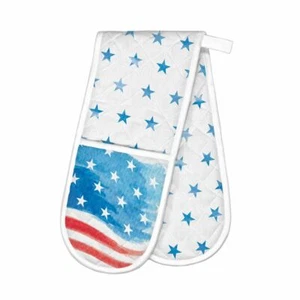 Michel Design Works Cotton Kitchen Double Oven Glove Red, White & Blue Flag NEW - Picture 1 of 1