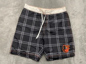 Baltimore Orioles Swimming Shorts Men's Extra Extra Large Black Plaid Teamwear - Picture 1 of 14