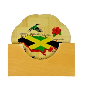 Untersetzer 6er Set Jamaikanisch Untersetzer 6er Set im Halter Bambus Design Hartplastik - Bild 1 von 10