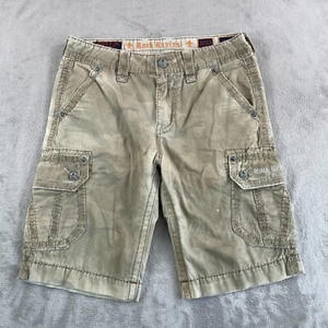 Rock Revival Cargo Shorts Men 32 Beige Tan Green Camouflage Twill Pockets 12" - Picture 1 of 12