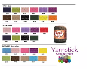 Circulo ANNE BRILHO FURTA COR 500m 150g Metalizado OWN Crochet Algodón Talla 3 - Imagen 1 de 11