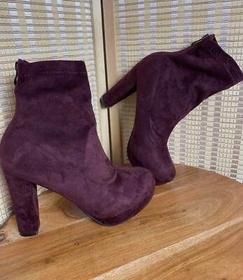 Botas Calcetín Catherine Malandrino Mujer 7.5 Tobillo Gamuza Suave Granate Chic Foto 1 de 4