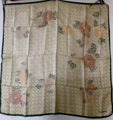 JACQMAR из Лондона середины 20thC полиэстер шифона шалфей бежевый розовый квадратный шарф - Изображение 1 из 4