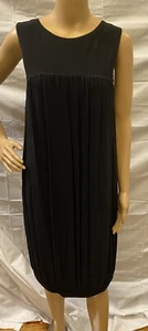 Max Mara  Black Crepe & Satin Sleeveless Cape Shift Dress Size S - Picture 1 of 4