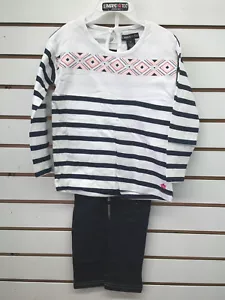 Mädchen limitiert zu 44 $ 2-teiliges marineblau & weiß gestreiftes Set Größe 12 Monate - 6X - Bild 1 von 6