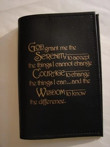 Alcoholics Anonymous AA HARD Back Big Book cover black vinyl coin token Serenity - Picture 1 of 3