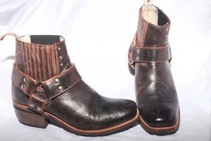 Freebird by Steven Damen Whiskey Leder Biker Stiefelette Harness braun Größe 9 - Bild 1 von 11