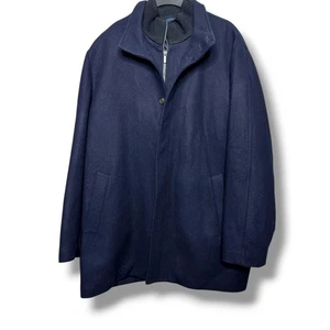 Cardinal Of Canada Men's Navy Double Mock Neck Wool Blend Lined Car Coat XXL - Picture 1 of 11
