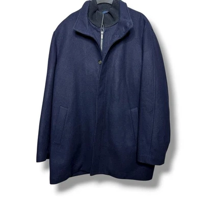 Cardinal Of Canada Men's Navy Double Mock Neck Wool Blend Lined Car Coat XXL - Image 1 of 4