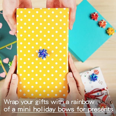 110 piezas arcos brillantes iridiscentes para envolver regalos, 1 pulgada mini envoltura de regalo arcos para... Foto 1 de 4