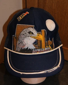 Vintage Express Mail Snapback Mütze Kappe USA Post Next Day Service Blue Trucker - Bild 1 von 9