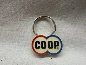 Vintage COOP Cooperative Gas Co-op Double Circle Decal Advertising Keychain - Picture 1 of 4